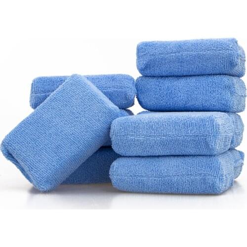 Rectangular Microfiber Applicator and Cleaning Pads Sponges, Cloths, Blue Car Care Microfibre Wax Polishing