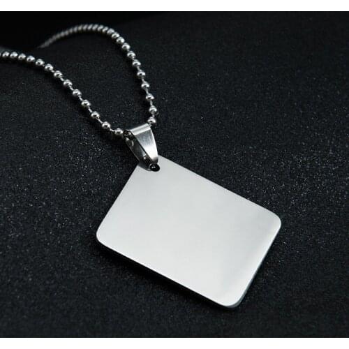 Blank Calendar Stainless Steel Mirror Polish Dog Tags Men Women Pendant with Beads Chain for DIY Engraved Necklaces Keychains