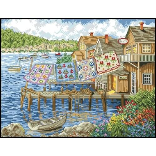 Drying Quilts Patterns Cross Stitch Kits Printed Fabric Embroidery Sets 11CT 14CT DIY Handmade Crafts Home Decorations Paintings