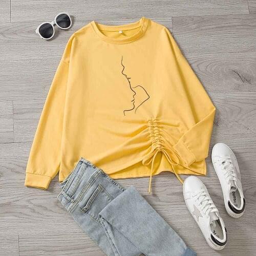 Kawaii Personality Painting Tops Aesthetic Cute Girls Sweatshirt Fashion Sweatshirt Print Art Color Print Sweet Clothing Tops