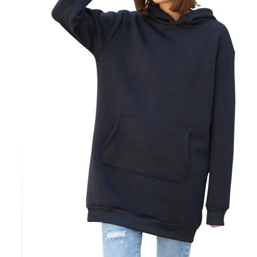 Fashion Long Style Hoodies Women 2021 Spring Autumn Cotton Solid Color Pullovers Hoody Clothing Sudaderas Con Capucha Ropa Mujer