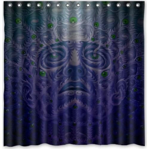 Customized Waterproof Bathroom Alex Grey Work Shower Curtain Polyester Fabric Bath Curtain With 12 Hooks 180*180cm