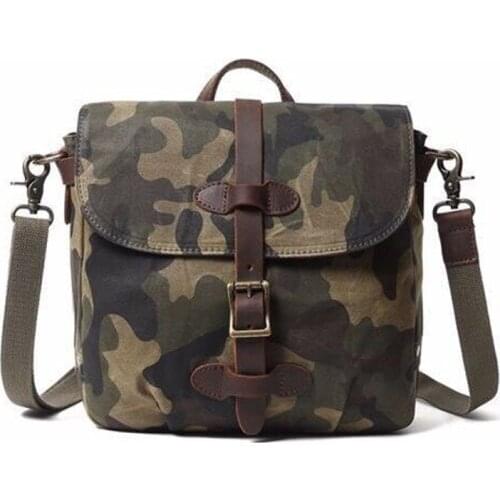 Wax Camouflage bag For Student Military Traveling Shoulder bags of cotton canvas tote bag as messenger shoulder tools bags