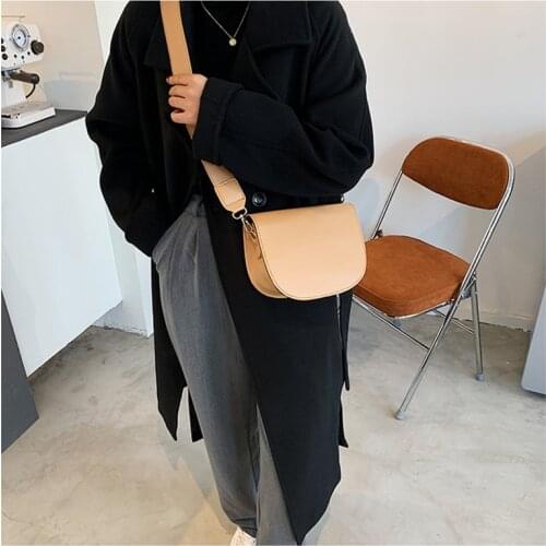 Womens Mori Series Small Bag Fashion Saddle Bag Simple And Versatile Single Shoulder Bag Solid Color PU Material Messenger Bag