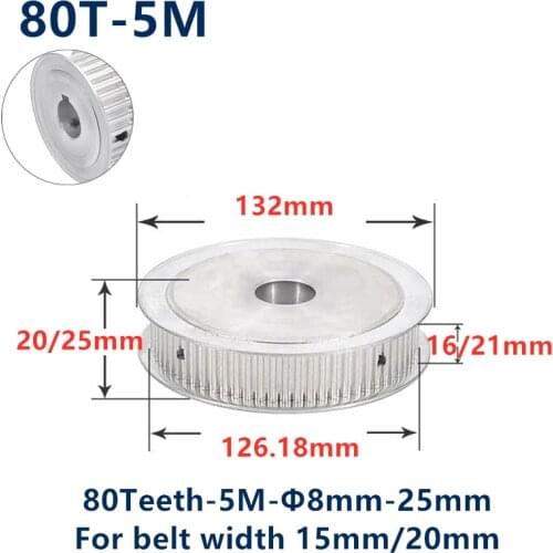 80 Teeth HTD 5M Synchronous Timing Pulley Bore 8/10/12/15/16/17/19/20/22mm for Width 15/20mm HTD5M Gear wheel 80Teeth 80T