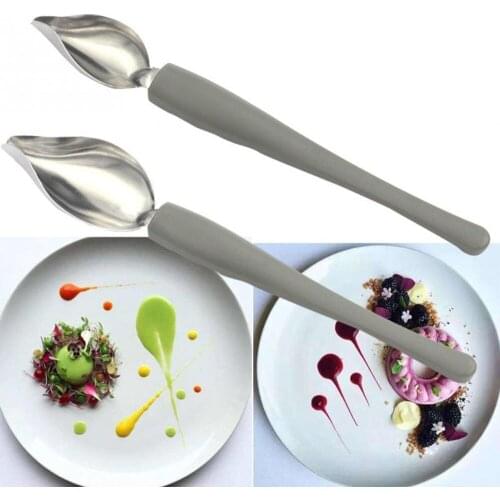 1Pc Stainless Steel Painting Spoon Molecular Cuisine Restaurant Western Food Baking Dessert Decoration Sharp Mouth Plate Tool