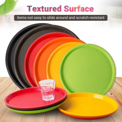 1pcs Round Waitress/Waiter Tray Serving Tray Beverage Food Dinner Tray One-handed Carry Fast Food Service Tray