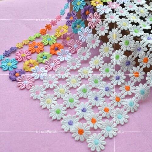 1Yard/Lot) 2.5cm Lace Ribbon DIY Embroidered Fabric Wedding Decor French African Lace Trimmings Sewing Accessories Flower Ribbo