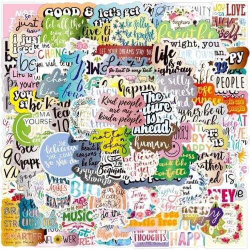 10/50/100PCS Mixed Motivational Phrases Stickers Bike Travel Luggage Phone Guitar Laptop Waterproof DIY Graffiti Sticker for Kid