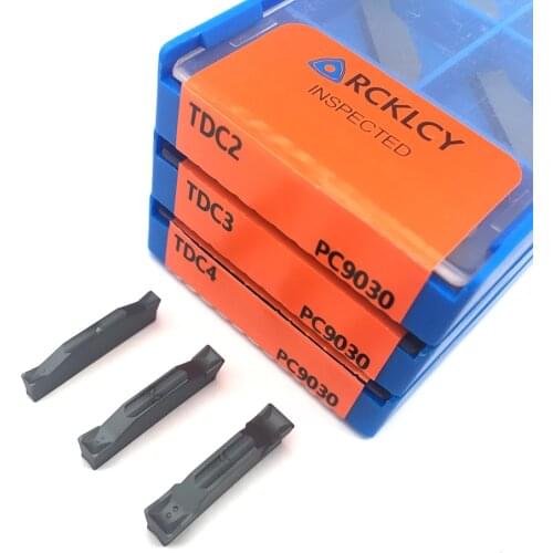10PCS Grooving tool TDC2 TDC3 TDC4 TDC5 PC9030 2mm 3mm 4mm high quality Grooving carbide insert turning tools insert