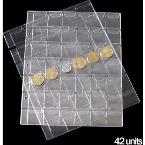 10PCS/Lot 42 pieces/sheet PVC sheets for coins album transparent inside pages 255x223mm inners of collection coin holders 3 Hole