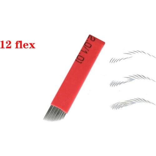 100Pcs 12 Flex Nano blades microblading needles Permanent Makeup Eyebrow Tattoo Needle Blade Microblade 3D Embroidery