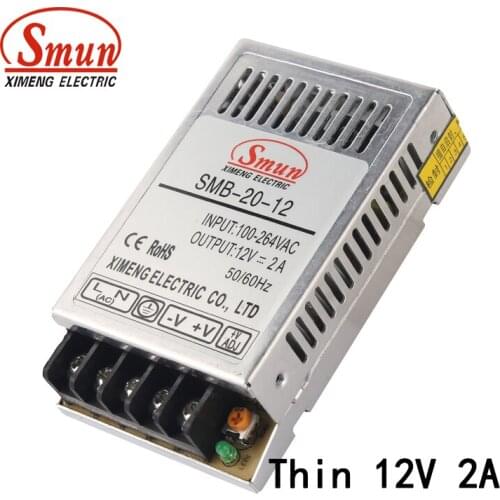 20W 12VDC Output Switching Power Supply Universal AC Input Small Volume Thin Power Supply SMB-20-12