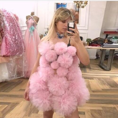2020 Elegant Pink Puffy Tulle Knee Length Cocktail Party Dresses Off The Shoulder Formal Party Dress Robe Prom Gown Custom Made