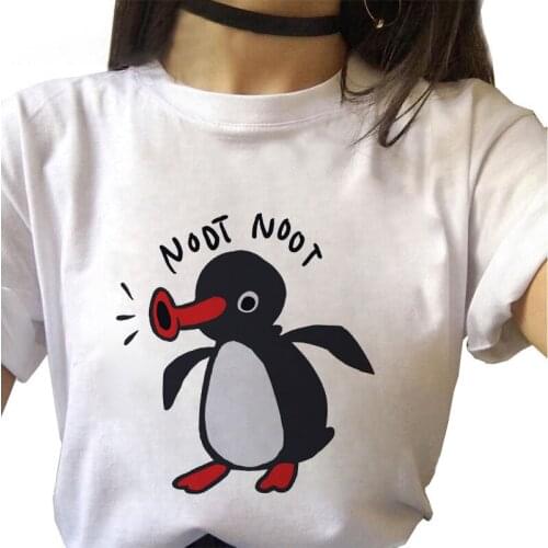 2021 New Fashion Casual tshirt Penguin Cartoon graphics Tshirt O-neck short sleeve Tshirt Lady T-shirt Harajuku Tshirt Female