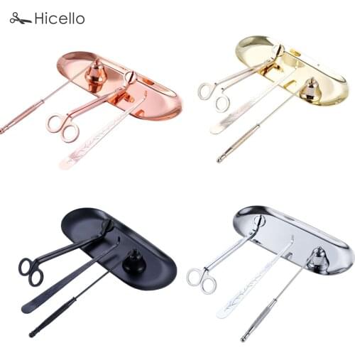 4pcs/set Candle Snuffer Trimmer Hook Tray Dipper Candle scissors Accessory Stainless Steel Extinguisher Flame Home Decoration