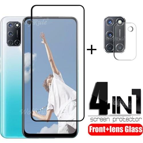 4-in-1 For OPPO A52 Glass For OPPO A52 A72 A92 Tempered Glass For OPPO A52 A92 A72 A93 Realme X50 5 6 Pro C11 C15 X3 Lens Glass