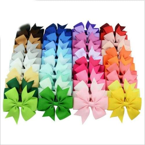 40pcs 40 Colors Baby Grosgrain Ribbon Bows WITH Clip Girls' Boutique PinWheel Hair Clip Kids Hair Accessories 2017