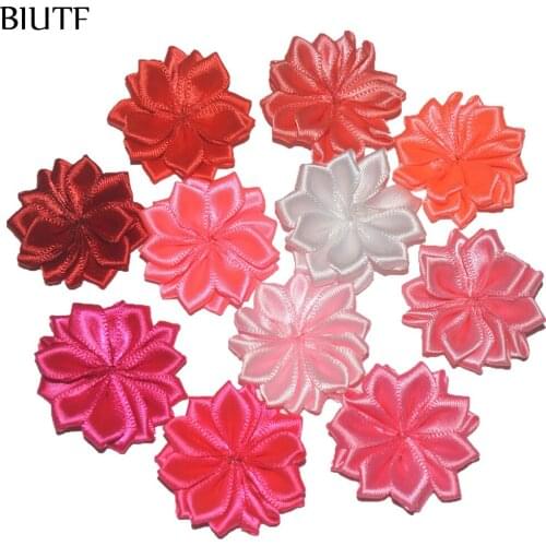 45pcs/lot 3.5cm Handmade Mini Silk Satin Flower 16 Petals for Little Girl Headband DIY You Pick Color TH241