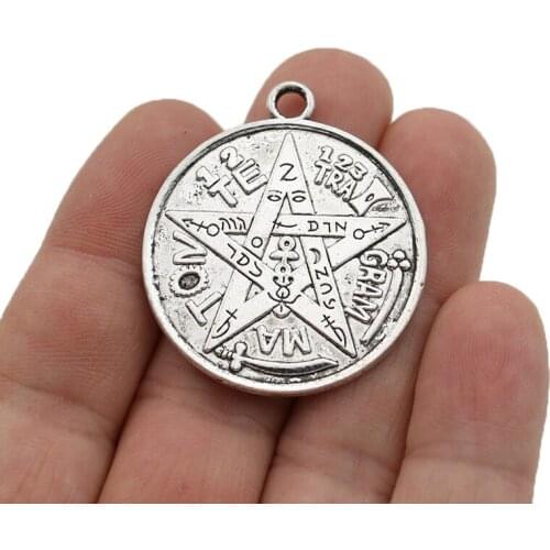 5pcs Silver Plated Pentagram Charm Pendants for Jewelry Making Bracelet DIY Accessories 35mm