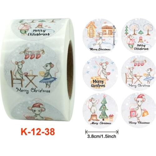 500pcs Mouse Merry Christmas Stickers 1/1.5 inch Christmas Stickers Scrapbooking Packaging Seal Labels Stationery Sticker