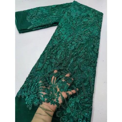 African Lace Fabric High Quality 5 Yards Nigeria Gold Lace Fabric Heavy Beaded Lace Fabric French Tulle Lace For Wedding 5yards