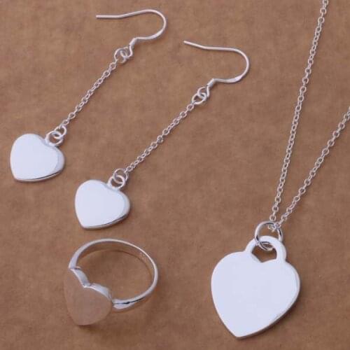 AS157 Hot sterling Jewelry Sets Earring 159 + Necklace 690 + Ring 281 /agjaixqa amwajeda silver color