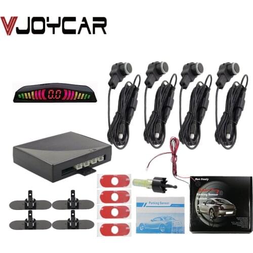 Free Shipping Car LED Parking Sensor Kit 4 Sensors Backlight Display Reverse Backup Radar Monitor System Car Parking Sensor 25