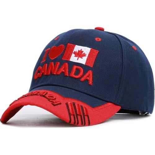 Letter I Love Canada Embroidery Cotton Baseball Cap Adjustable Snapback Cap for Men and Women 57