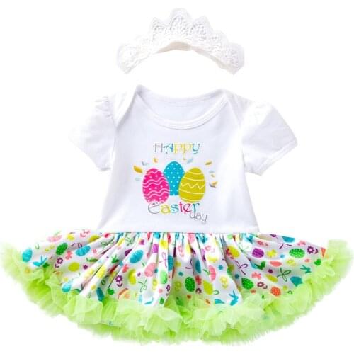 Newborn Bodysuit Romper Easter Eggs Newborn Dresses Cartoon Rabbit Tutu Dress Baby Girl Summer Baby Dresses