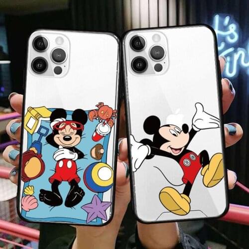 Smiling Mickey Mouse Anime Style Phone Case cover For iphone 12 pro max 11 8 7 6 s XR PLUS X XS SE 2020 mini Transparent cell