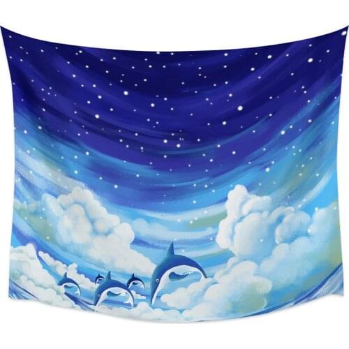 Dolphin Starry Sky Dream Wall Tapestry Home Wall Decor Tapestry Cover Beach Towel Picnic Mat Yoga Mat