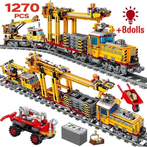 City Electric Train Track Car Technical Creator Building Blocks Mechanical Rail Trai Railway Figures Bricks Toys for Children
