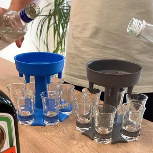 6 Shot Multi-occasional Convenient Practical Stylish Glass Dispenser Revolving Filling Liquid Drinking Party Decanter Holder