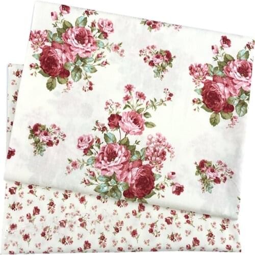 100% Plain Cotton Red Blooming Rose Flowers Fabric Patchwork Dress Cloth Ornament Polka Dot Flower 50x160cm