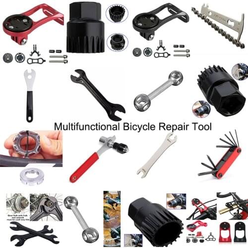 MTB Bicycle Repair Tool Road Bike Head Open Hub Cone Wrench/Flywheel Remover Socket Bottom Bracket/Chain Measuring Ruler Parts