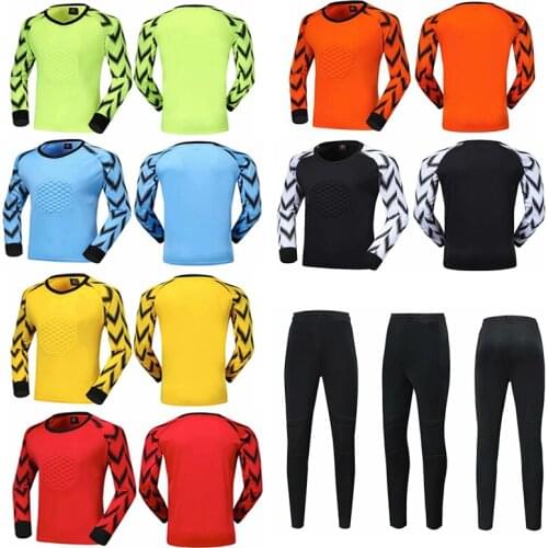 Men long sleeve green goalkeeper soccer jersey set adult goalkeepers football uniform purple DIY name number
