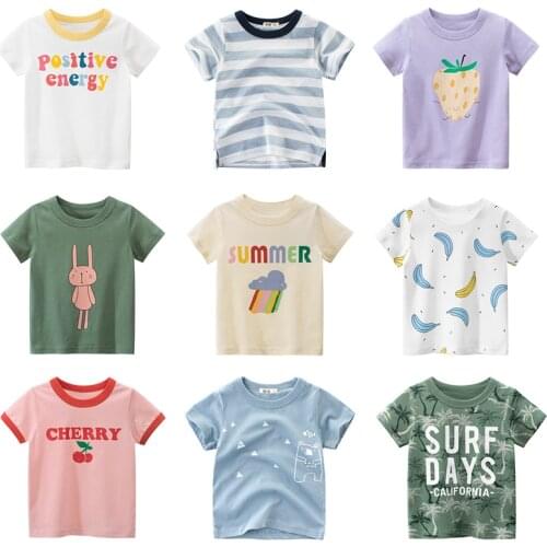 Girls Summer T-shirt Kids CartoonTops Tees Tee Baby Boys Shirt Tshirt Size 2-8 Year Children Cotton Clothing Tops