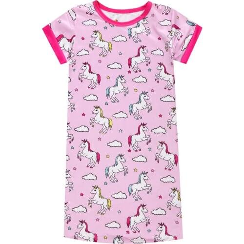 Summer Baby Girls Unicorn Night wear Children Nightgowns Short Sleeve Unicorn Nightgown Girls Unicorn Pajamas Nightgowns