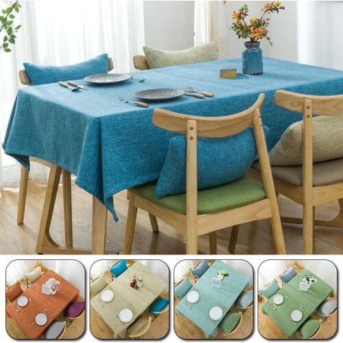 Linen Tablecloth kitchen table Multi Color Solid Decorative Thick Rectangular Table Cover Tea Table Cloth