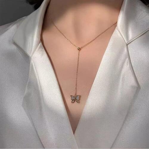 Fashion Inlaid Zircon Opal Butterfly Choker Necklace For Women 2021 Trend Exquisite Clavicle Neck Sweet Jewelry Gifts Wholesale