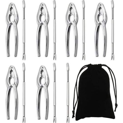 HOT-Seafood Tools Set Including 7 Forks and 6 Lobster Crab Crackers Nut Clip Nut Cracker Set Seafood Tool Kit Nut Cracker Tool