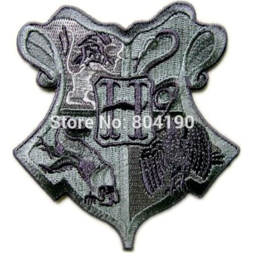 3.5" School Crest Grey Uniform Costume Movie TV Embroidered Iron On Patch Goth Punk