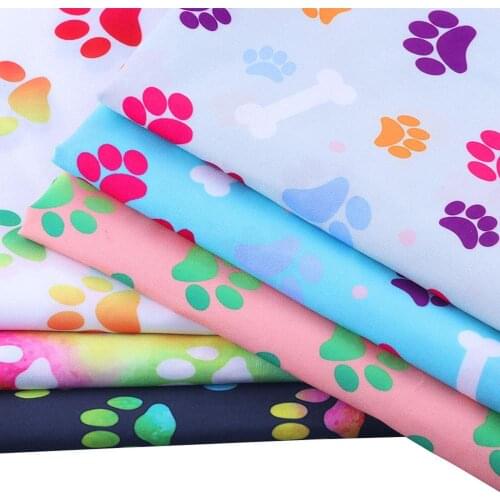 Printed textile crafts polyester fabric footprints Christmas celebration cloth 50 * 140cm/piece sewing clothes tablecloth quilt