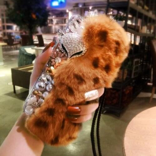 Luxury Rhinestone Warm Fluffy Rabbit Fur Bling Diamonds Pearl Jewelry Case Cover For SamsungA3 A5 A7 2017 A9 A8 A6 PLUS A50 A70