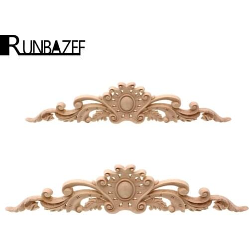RUNBAZEF Woodcarving Decal Home Furniture Carved Applique Window Door Decor Wooden Figurines Miniatures Crafts Wood Decoration