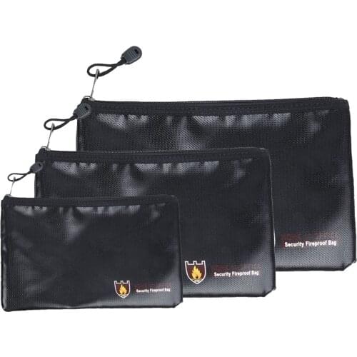 Document Bag Fire Resistant Protection Storage Bag With Zipper Closure Silica Glass Fabric Fireproof Pouch Money Files Safety