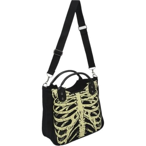Luminous Gothic Skeleton Bones Skulls Bags Rock Designer Female Casual Totes Women Punk Bags Fashion Handbag