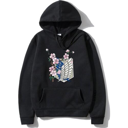 Japanese Anime Graphic Hoodies Womens Attack On Titan Pullover Sweatshirt Ms Winter Fleece Hip Hop Hoody Sweat Femme Clothing