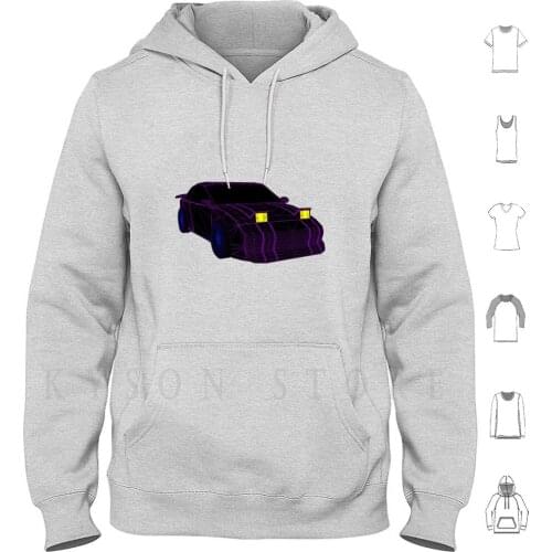 80s Car Hoodies Long Sleeve Neachel 80s 80 1980 Car Machine Neon Flash Purple Pink Black Cool